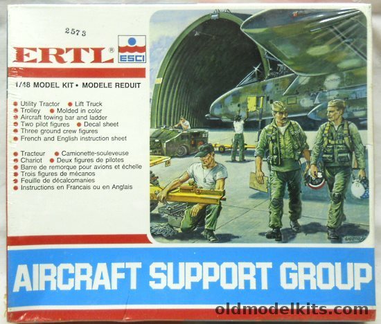ESCI 1/48 Modern USAF Ground Support Set - Tractor / Ordnance Loader /  Tow Dolly / Cart / Boarding Ladder / Five Figures, 8431 plastic model kit